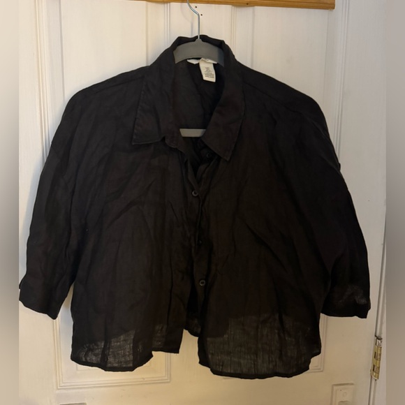 H&M Black Button-Up Linen Shirt - Picture 1 of 3